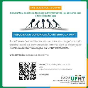 Pesquisa avalia canais de comunicação da UFNT e busca sugestões de melhorias